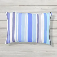 Trendy modern coastal blue and white stripes outdoor pillow