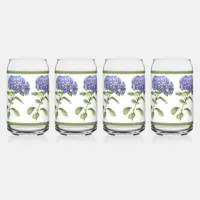 Blue Hydrangeas Floral Botanical Art Can Glass