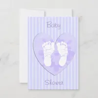 Lavender and Purple Baby Footprints Baby Shower Invitation