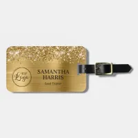 Glittery Gold Foil Logo Luggage Tag