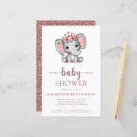 Budget Rose Gold Glitter Cute Elephant Baby Girl