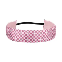 Pink Checkers & Hearts Athletic Headband