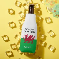 Happy St. David's Day Red Dragon Welsh Flag Bottle Cooler