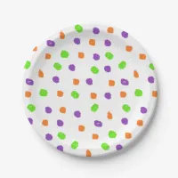 Purple, orange, lime green Halloween Party Paper Plates