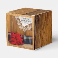 Faux Barn Wood Rustic Poinsettia Winter Wedding Favor Boxes