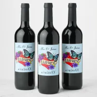 I Love You | Hearts, Roses and Butterflies   Wine Label