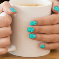 Modern zigzag pattern - waves in turquoise minx nail art