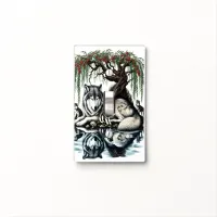 Serene Wolf Family Oasis in Idyllic Nature Light Switch Cover