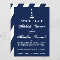 Elegant Nautical Save the Date - Navy Blue, Invitation