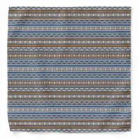 Southwest Style Blue and Brown Geometric Pattern Bandana