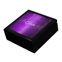 Modern Purple Brushed Metal with Silver Monogram | Gift Box