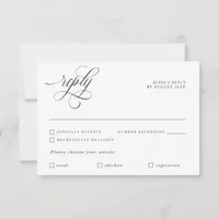 Luxury Calligraphy Elegant Wedding Reply RSVP Card