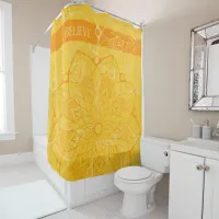 Custom Monochrome Orange Mandala Shower Curtain