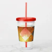 Seventies Orange Abstract Techno Triangles Acrylic Tumbler