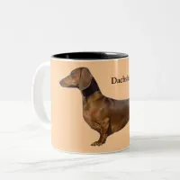 Cute Brown Dachshund Dog  Two-Tone Coffee Mug