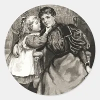 Vintage Mother and Daughter Classic Round Sticker