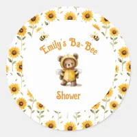 Cute Honey Bee Bear Ba-Bee Shower  Classic Round Sticker