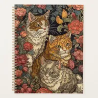 Art Nouveau Style Three Cats with Flowers Planner