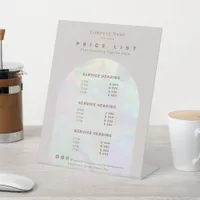 Modern Holographic Beige Beauty Service Price List Pedestal Sign