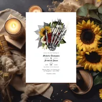 Autumn Fall Rustic Floral Gothic Wedding QR Code Invitation