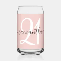 Girly Signature Personalized Number 21 Blush Can Glass