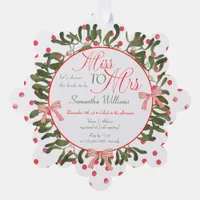 Miss to Mrs. Coquette Mistletoe Bridal Shower  Ornament Card