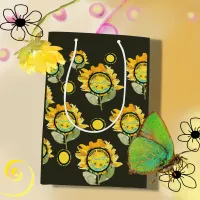 Sunflower Yellow black Girl Birthday Medium Gift Bag