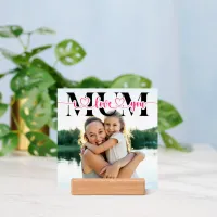 I Love You Mum Heart Typography Photo Holder