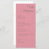 Modern Retro Olive Green & Pink Wedding Menu