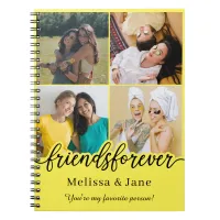 best friends forever cute 4 photos collage Yellow Notebook