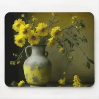 Antique Vase of Yellow Flowers Mouse Pad