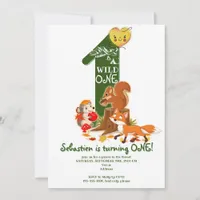 Wild ONE Woodland Forest Animal Kids 1st Birthday Invitation