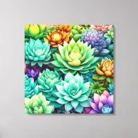 Colorful Succulents Collage Canvas Print