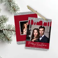 Budget Christmas Red Silver Glitter Drips Photo