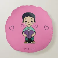 Cute Boy Tote Round Pillow