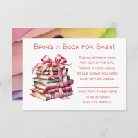 Bring a Book for Baby | Girl's Baby Shower  Enclosure Card