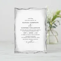 Elegant Abstract Black & White Wedding Watercolor Invitation