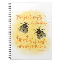 Watercolor Pleasant words bee Bible Quote Notebook