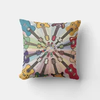 Cute Little Round Circle of Guitars Throw Pillow