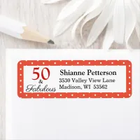 Elegant 50 & Fabulous 50th Birthday Orange Address Label