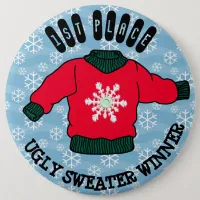 Ugly Christmas Sweater 1st Place Winner Button