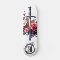 *~* AP88 Fire Medieval Sword Flower Floral Skateboard