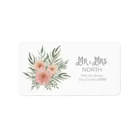 Watercolor Bouquet Wedding Mr and Mrs Blush ID654 Label