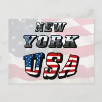 New York Picture and USA Text Postcard