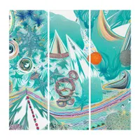 Sailboats and Sea Creatures Abstract Beachy Art