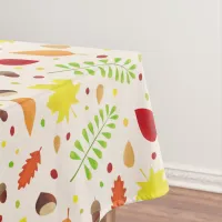 Cute fall pattern with colorful leaves and nuts tablecloth