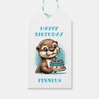 Otter Themed Boy's First Birthday Personalized Gift Tags