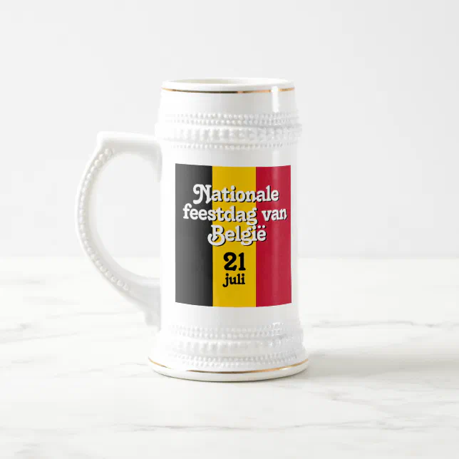 Dutch Nationale feestdag van Belgi&#235; Belgian Flag Beer Stein