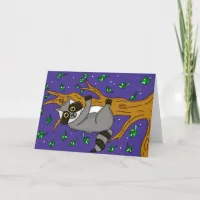 Cute Cartoon Raccoon, How's it Hanging? Card