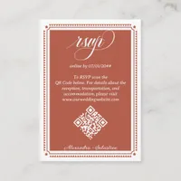 Terracotta Script RSVP Online QR Code Wedding Enclosure Card